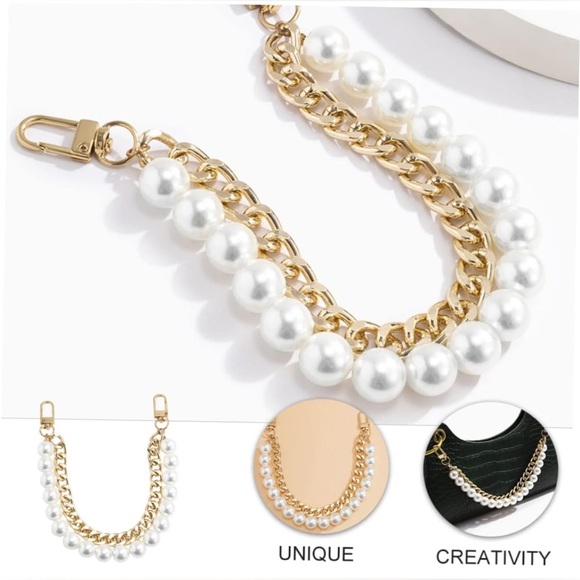 Gold and Pearl Chain Replacement Bag Chain Handbag Strap Accessory Bracelet NWT - Picture 4 of 5